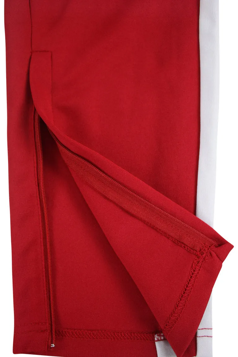 Premium Side Stripe Zip Pocket Track Pants (Red-White)