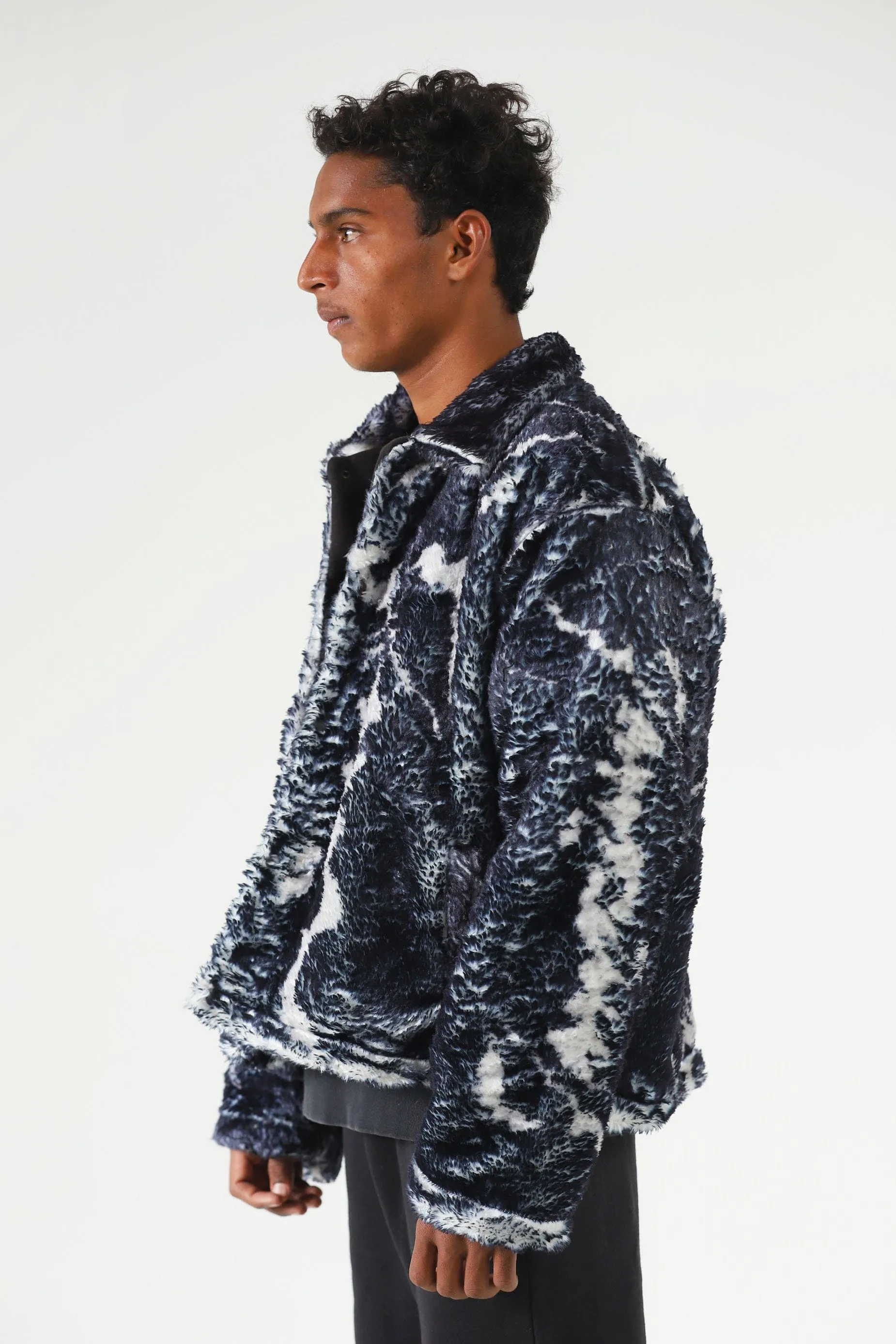 "DISTORTION" PRINTED SHERPA JACKET