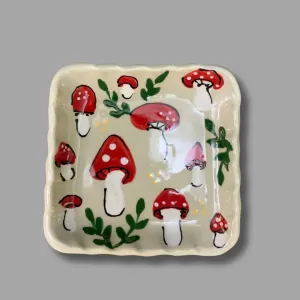 Red Mushroom Square Tray