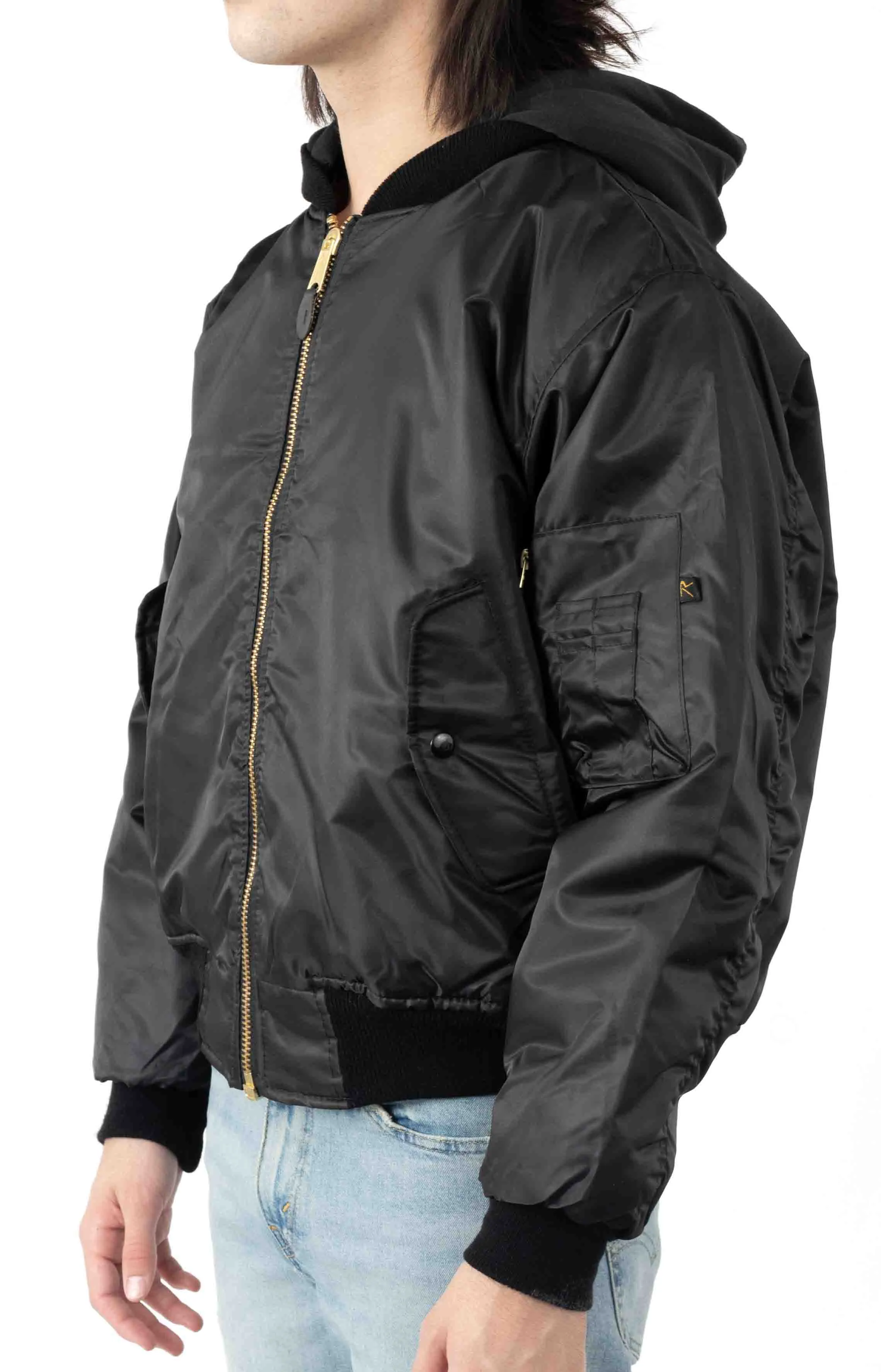 Rothco Reversible Hooded MA-1 Bomber Jacket - Black