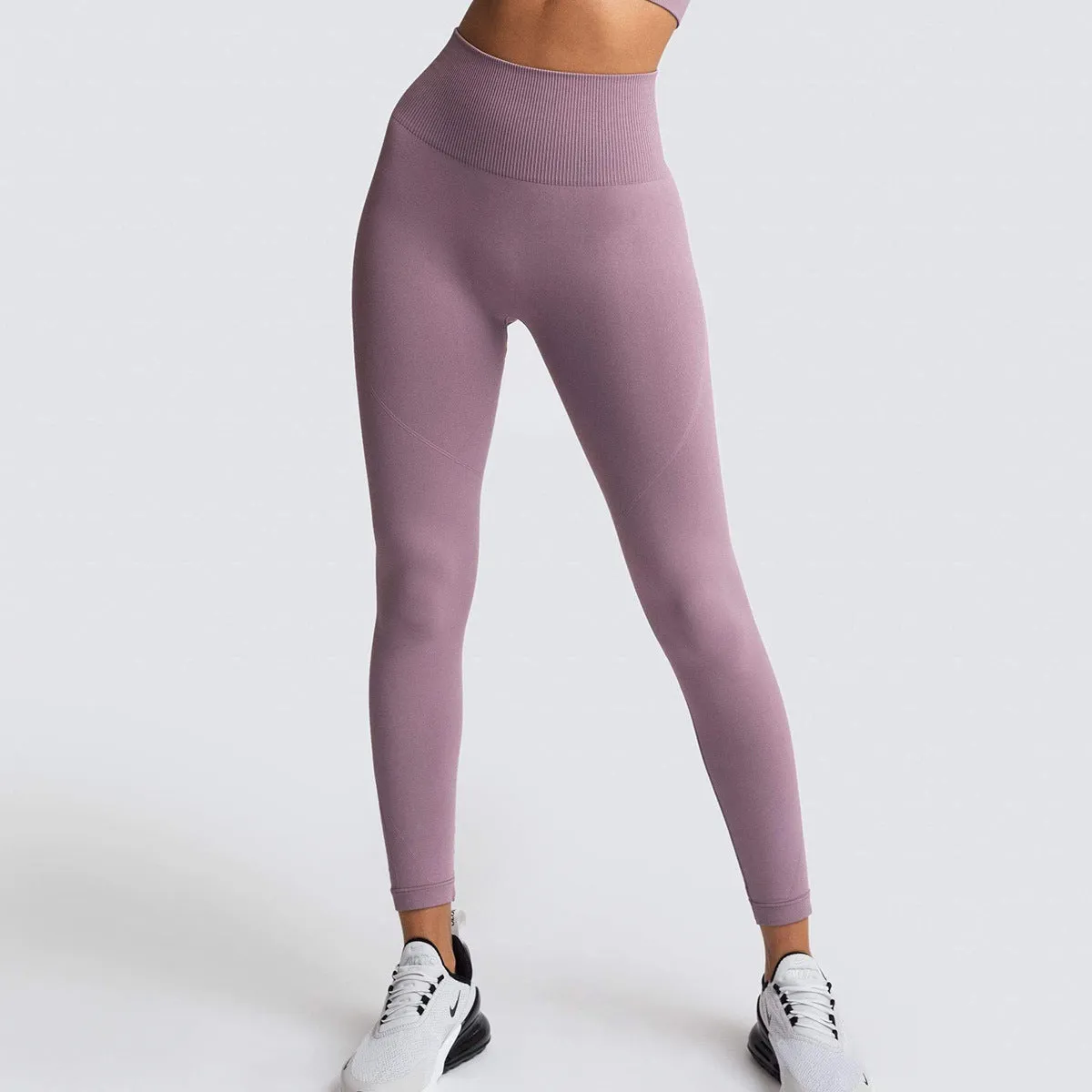 Seamless Solid Color Breathable Quick-Drying Fitness Pants High Waist Peach Hip Raise Skinny Stretch Hip Lift Yoga Pants for Women