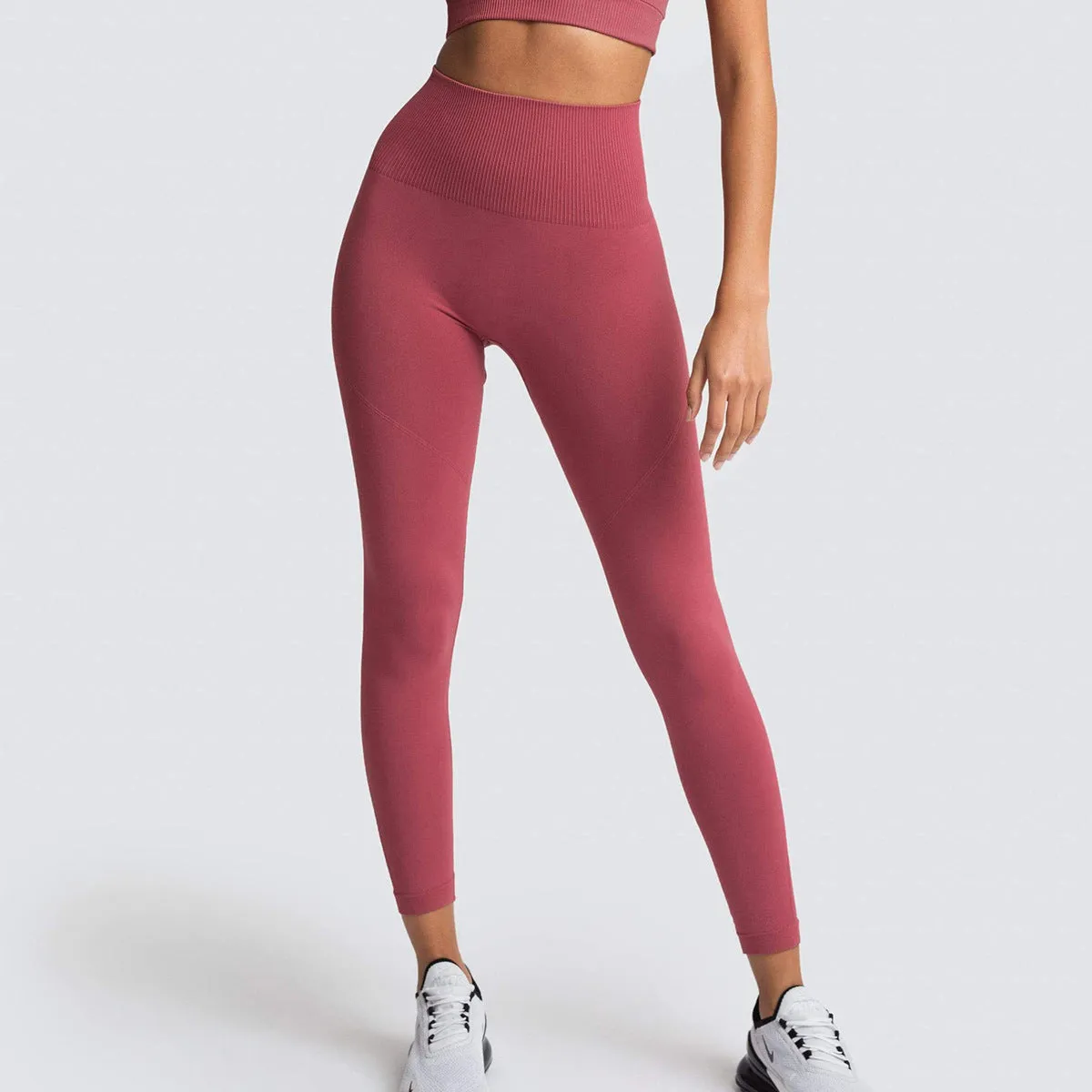 Seamless Solid Color Breathable Quick-Drying Fitness Pants High Waist Peach Hip Raise Skinny Stretch Hip Lift Yoga Pants for Women