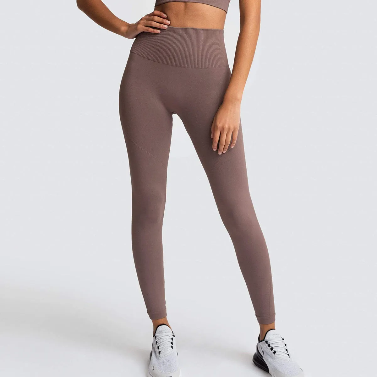 Seamless Solid Color Breathable Quick-Drying Fitness Pants High Waist Peach Hip Raise Skinny Stretch Hip Lift Yoga Pants for Women