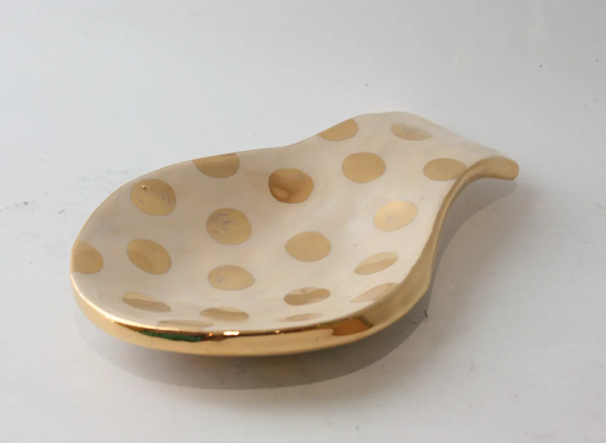 Spoon Rest Gold Dot