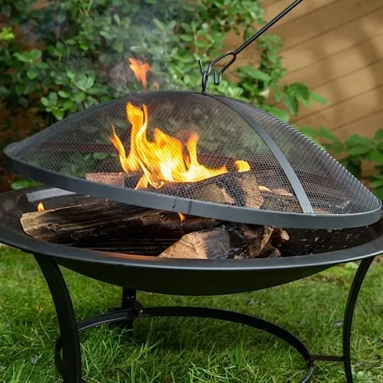 Sun Joe SJFP30 30-Inch Round Steel Fire Pit w/Dome Screen and Poker