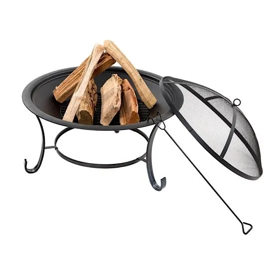 Sun Joe SJFP30 30-Inch Round Steel Fire Pit w/Dome Screen and Poker