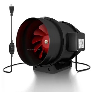 TerraBloom MFIF-8, 8", 735 CFM, 205W Inline Duct Fan with Variable Speed Controller