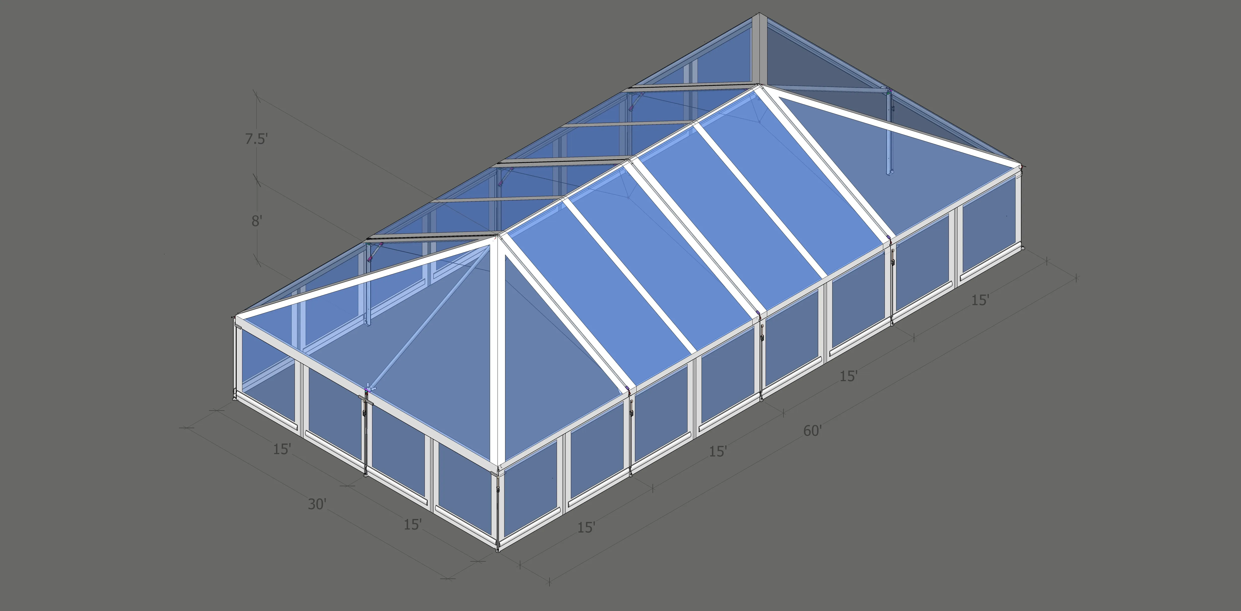 Turbotrack Tent, 30' x 60' Clear Top & Walls