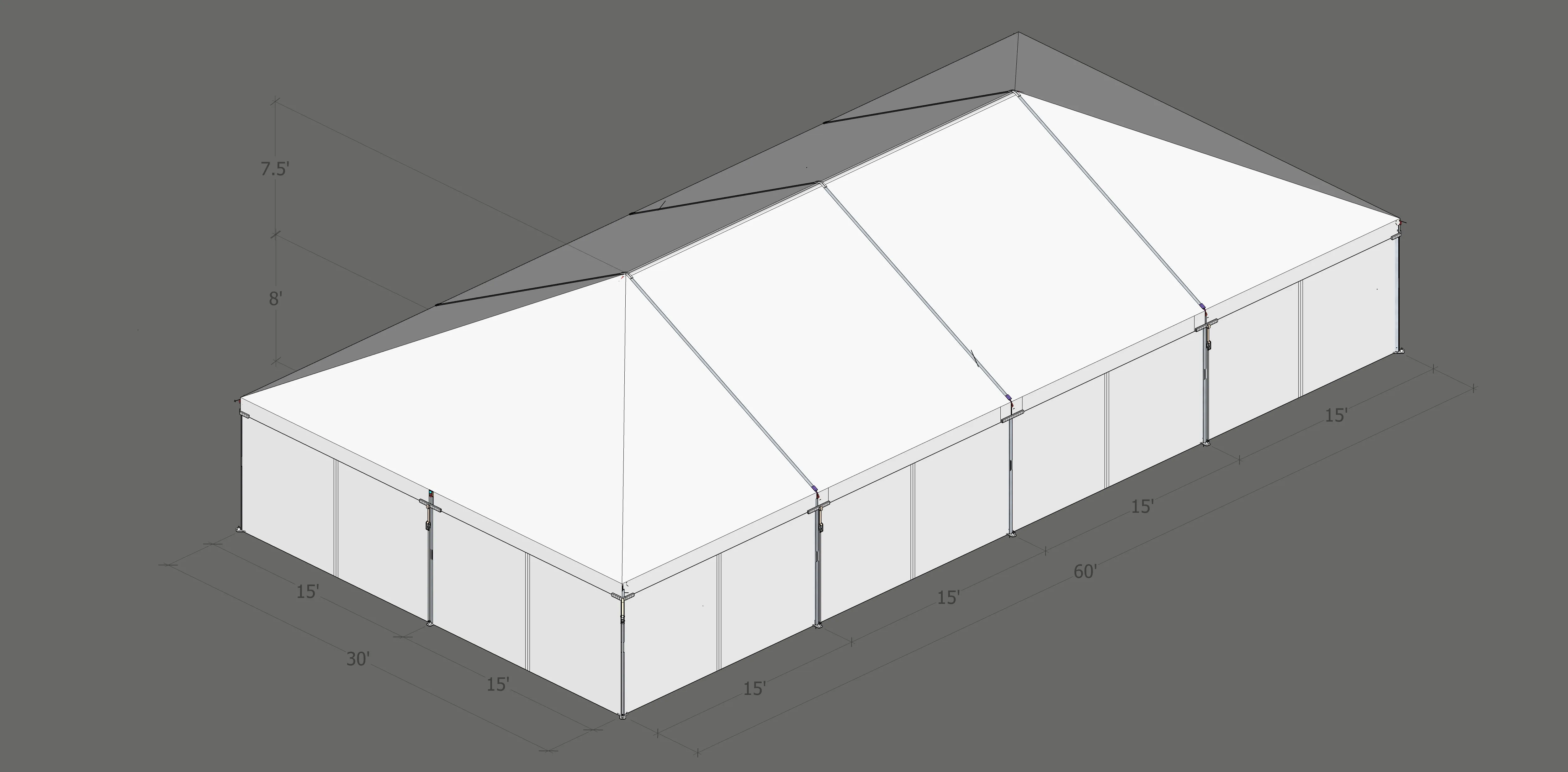 Turbotrack Tent, 30' x 60' Plain Walls