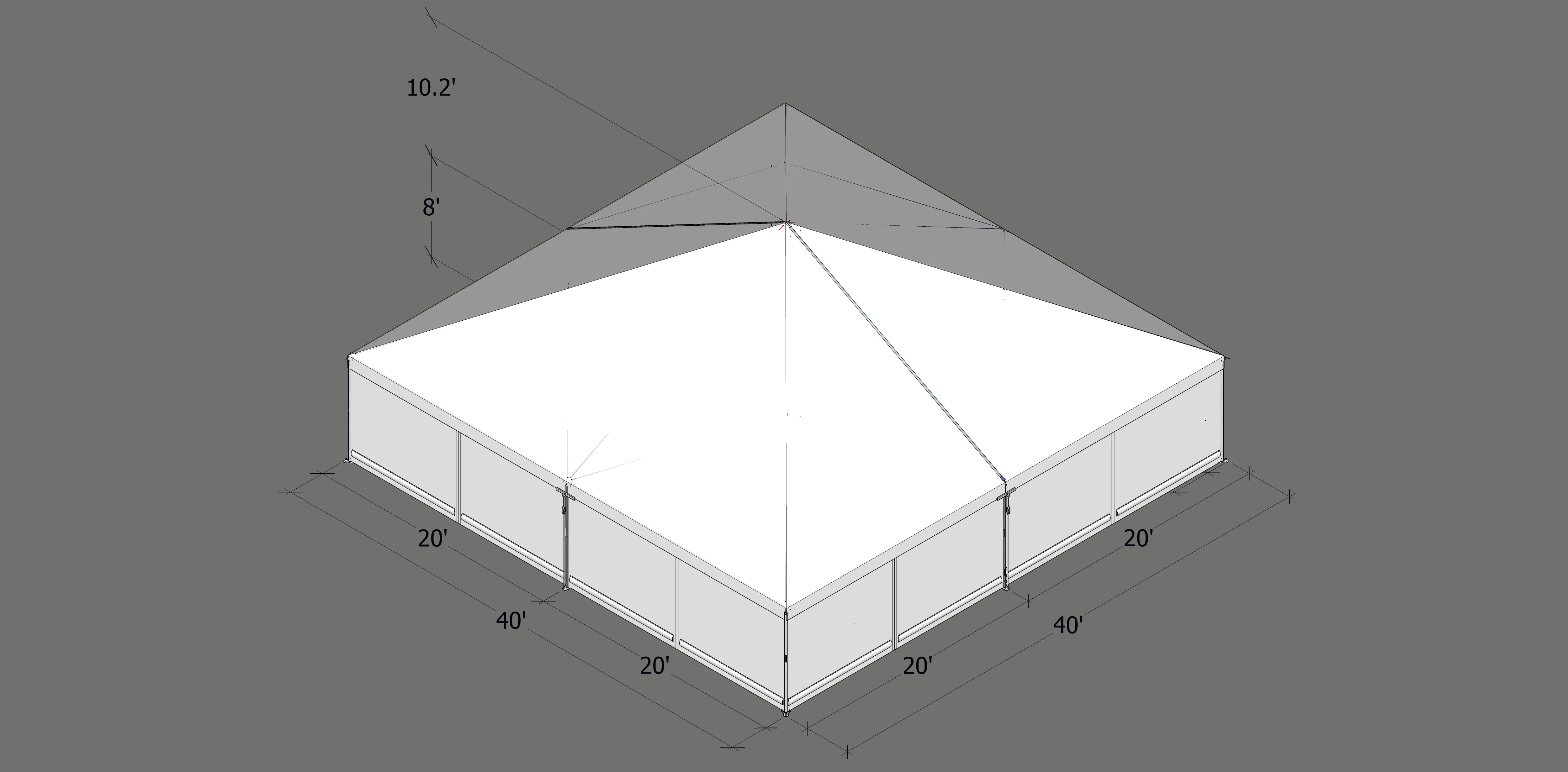 Turbotrack Tent, 40' x 40' Plain Walls