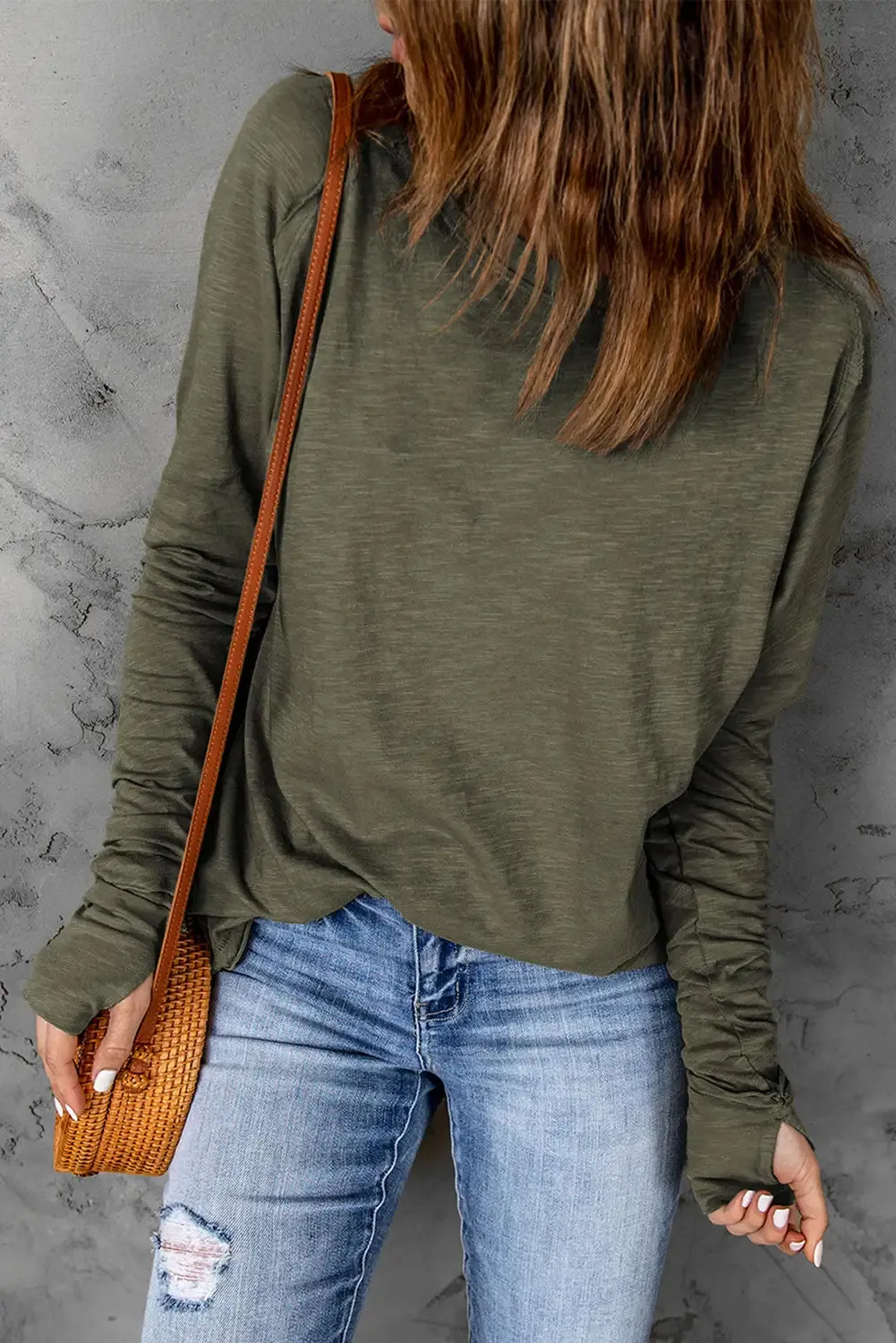 Versatile Green Crew Neck Top