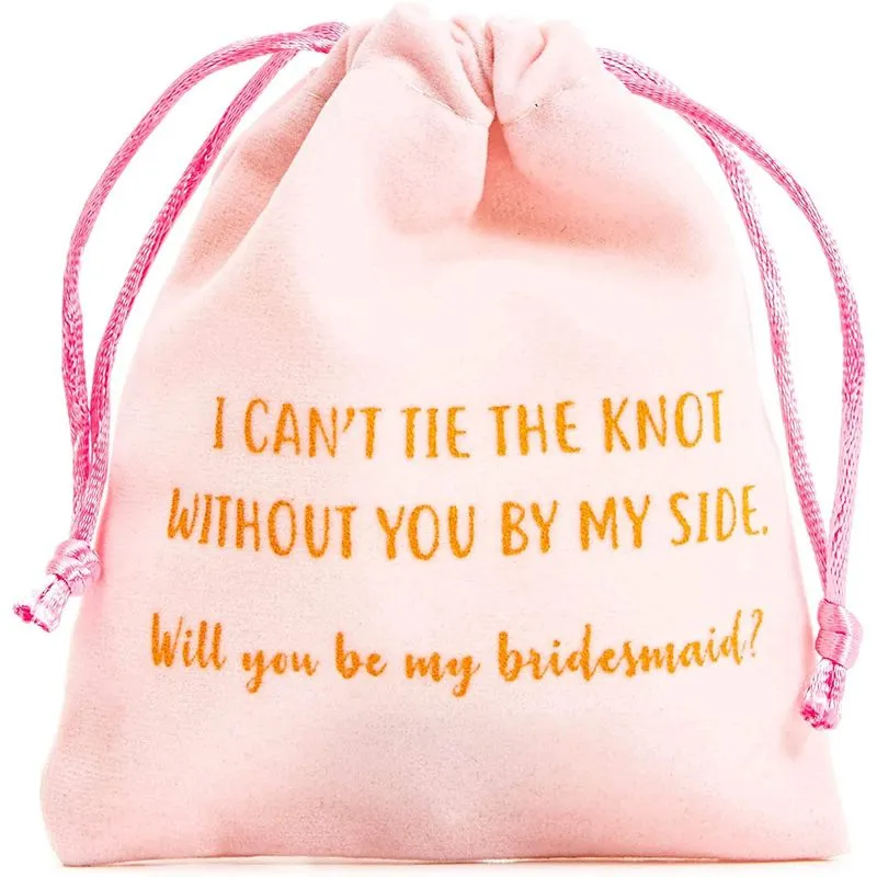 Will You be My Bridesmaid?, Wedding Party Proposal Drawstring Gift Bags (4 x 4.75 in, Pink, 12 Pack)