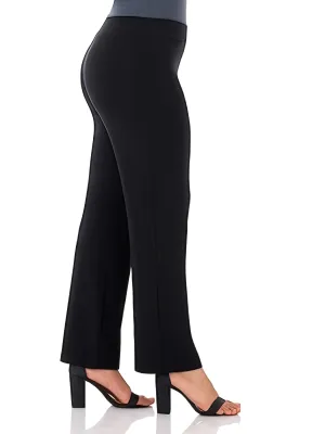 Women's Plus Solid High Stretch Straight Leg Workwear Trousers - Versatile Basics for Every Day"