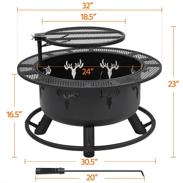 Yaheetech 32” Round Fire Pit